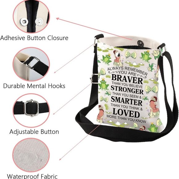 Versatile Frog Lover Shoulder Bag - Lightweight Canvas Tote for Daily Adventures - Picture 4 of 7